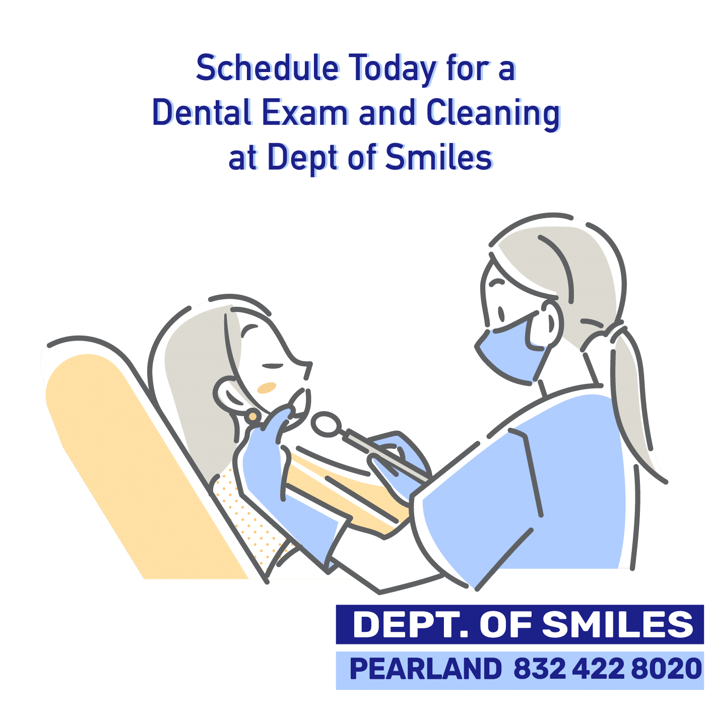 Dental exam and professional teeth cleaning at Dept. of Smiles in Pearland, TX