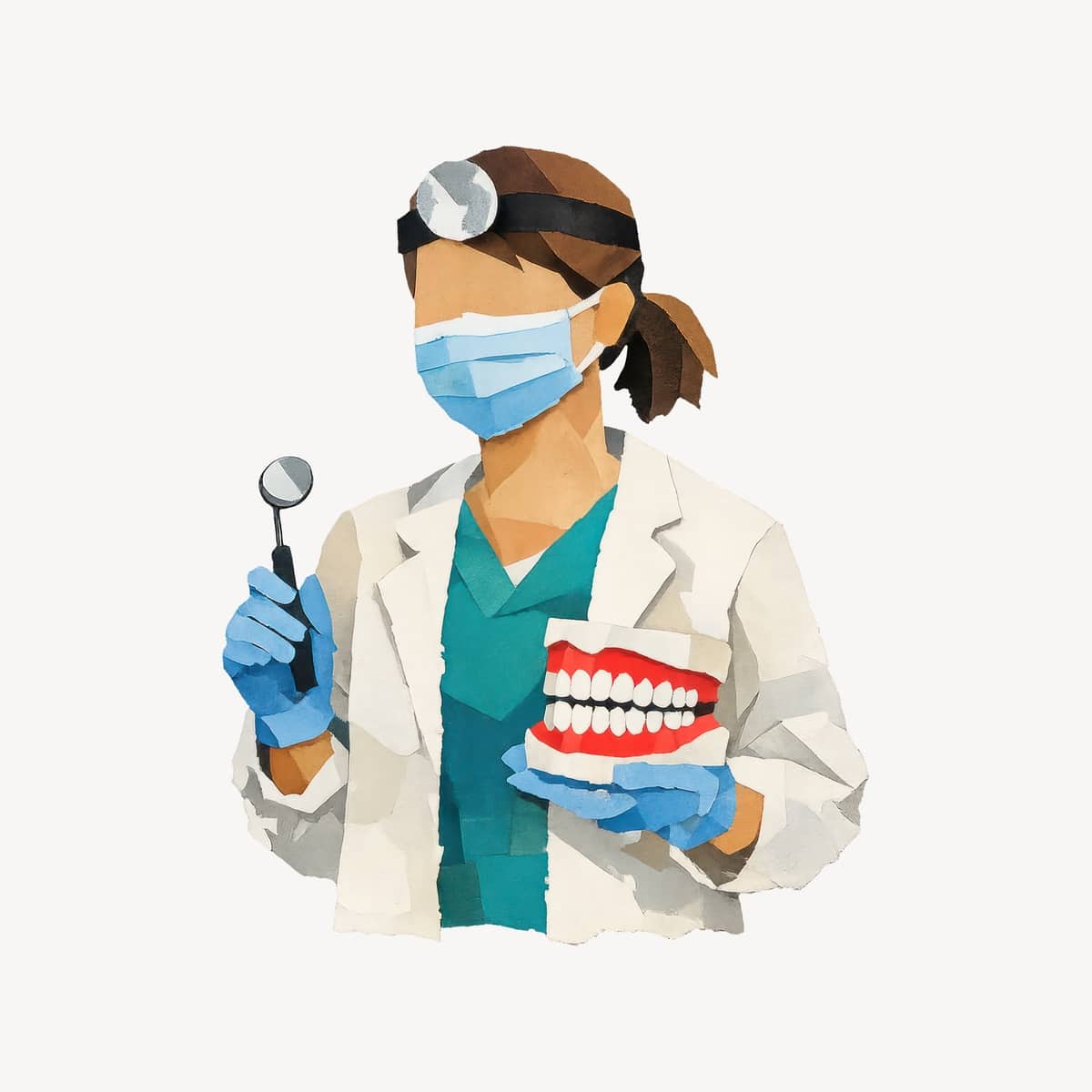 Dentist holding dental model.